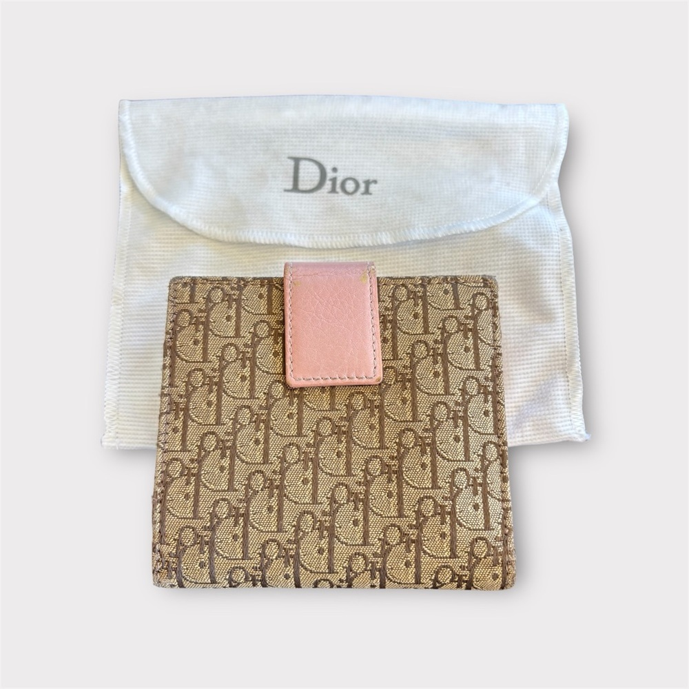 DIOR Authentic Dior Oblique Trotter Wallet Pink Trim w/ Box and Card Y2K - Picture 3 of 15